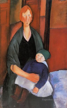 seated woman with child motherhood 1919 Amedeo Modigliani Oil Paintings